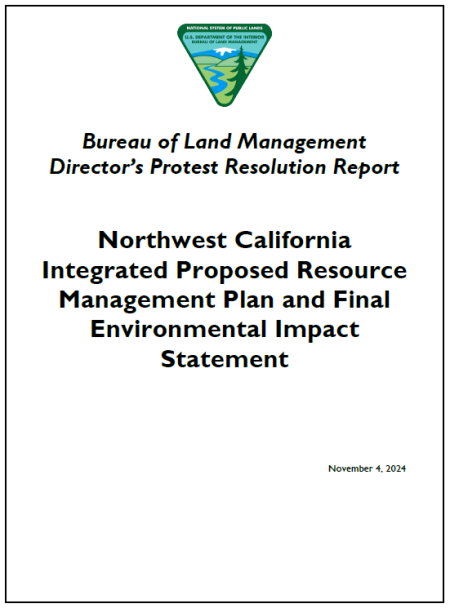 Northwest California Integrated Plan Protest Report Cover Page