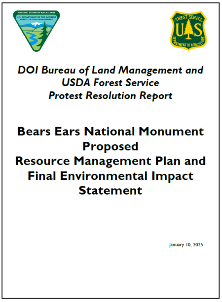 Bears Ears National Monument Proposed RMP and Final EIS Protest Resolution Report Cover